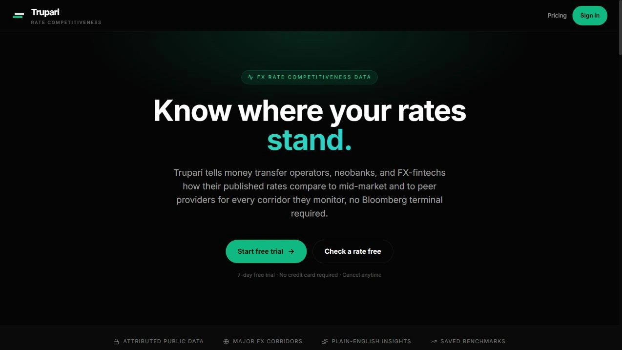 Trupari's public website: Know where your rates stand